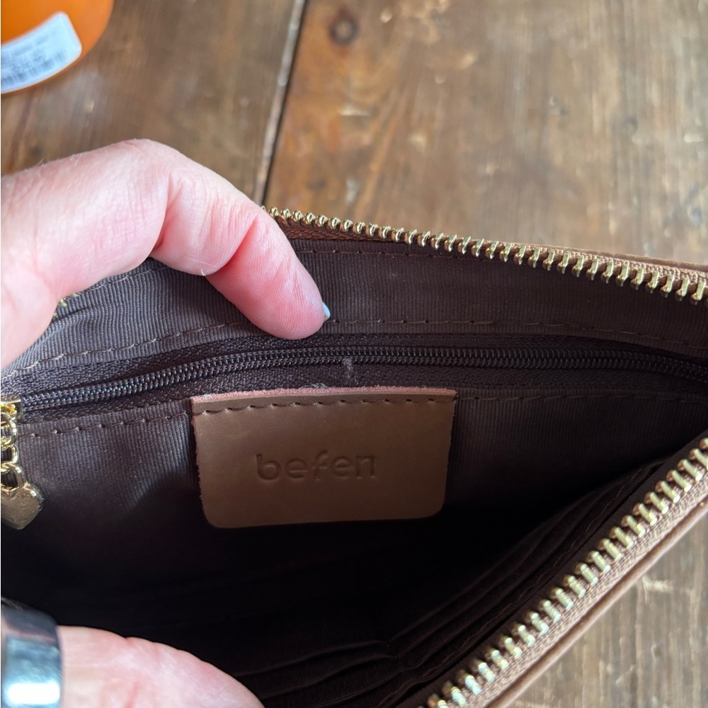 Brown Leather Wristlet Clutch - Picture 4 of 6